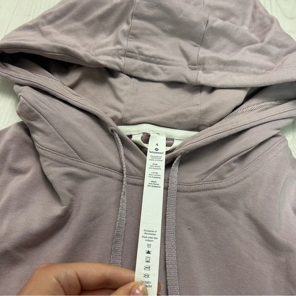 Lululemon Twisted and Tucked Blush Pink Pullover Hoodie Pump Cover Size 4